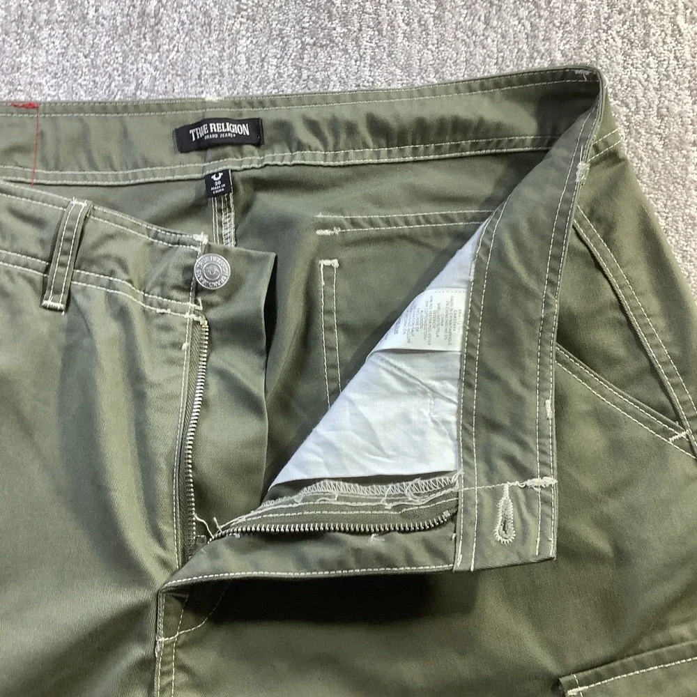 True Religion Mens Kalamata Green Cargo SN Pants HS Outline Size 36 x 32 NWT